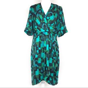 Adrianna Papell Faux Wrap Art Deco Midi Dress 14W